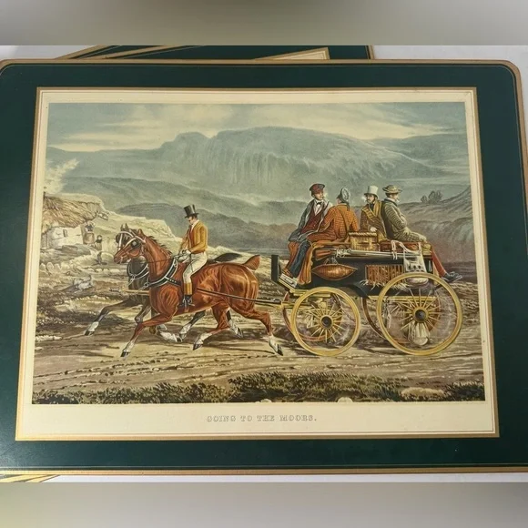 PIMPERNEL Fox Hunting Cork PlaceMats Vintage JF Herring Set Of 4 made in England - Picture 3 of 6
